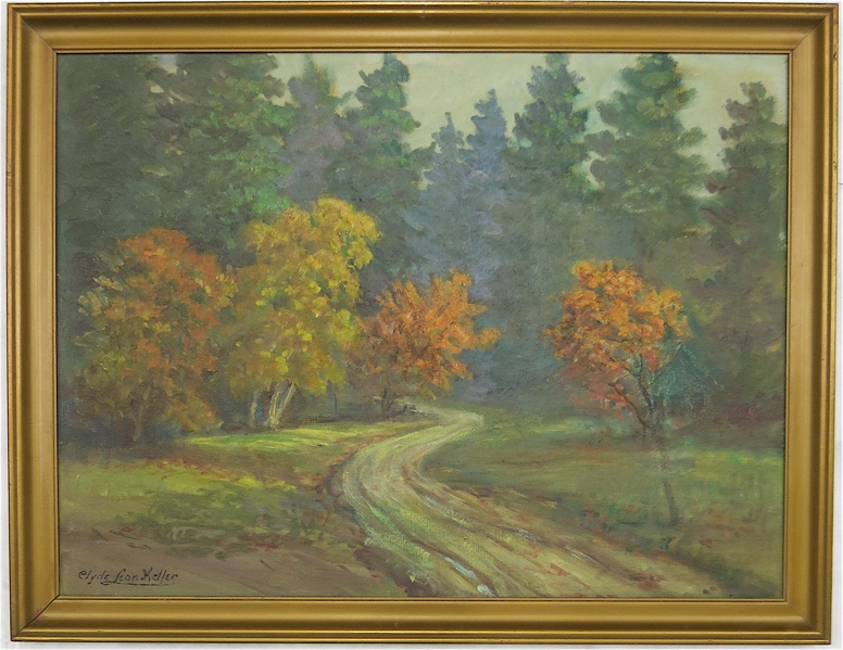 Appraisal: CLYDE LEON KELLER OIL ON CANVAS BOARD Oregon - Road