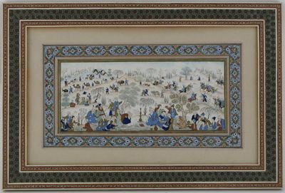 Appraisal: Persian School th th Century Village scenes with numerous figures