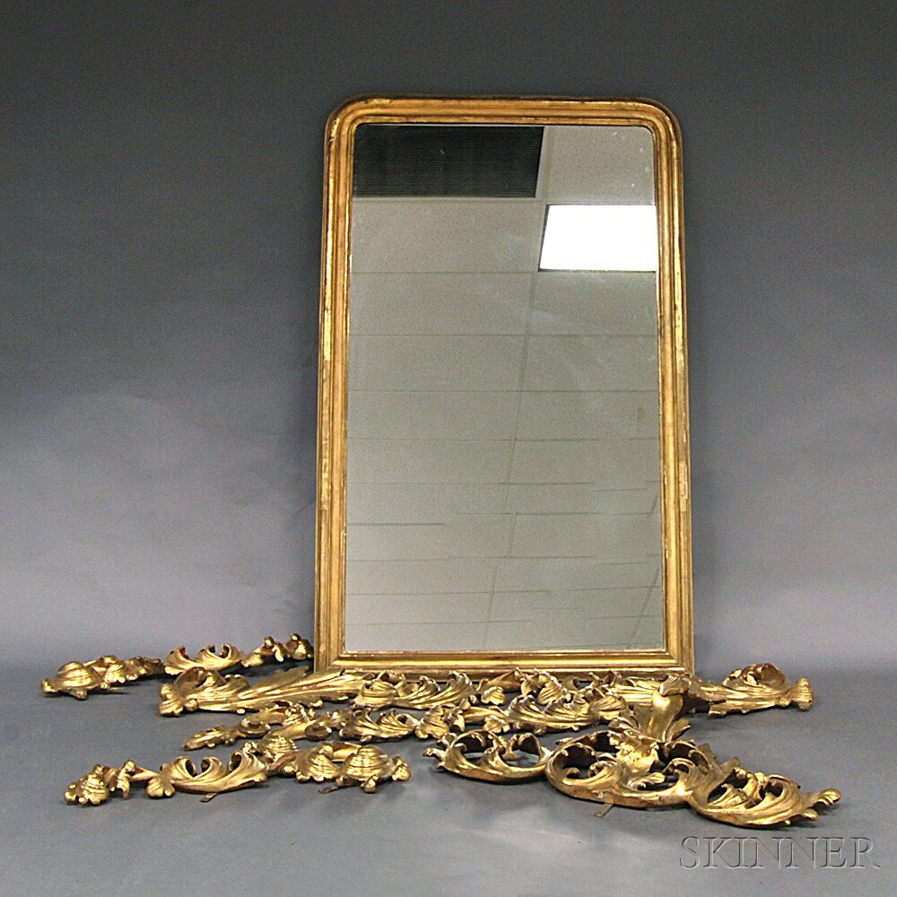 Appraisal: Large Rectangular Gilt-gesso Mirror th th century the molded frame