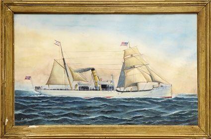 Appraisal: T Alex American Late th Early th C Yacht Watercolor