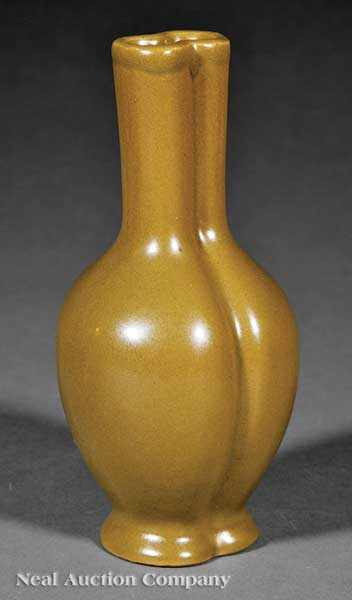 Appraisal: A Chinese Tea Dust Glazed Twin Bottle Vase the conjoined