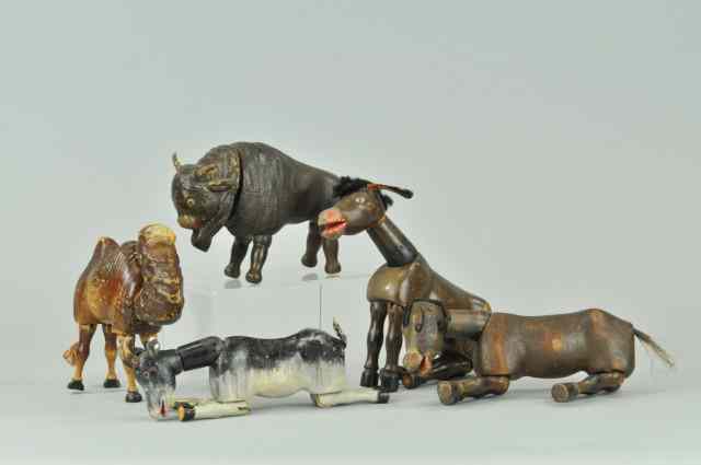 Appraisal: SCHOENHUT ANIMAL GROUPING Lot includes Bison two donkeys goat and