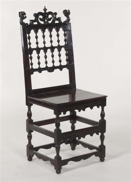 Appraisal: A th century style rosewood hall chair the floral carved