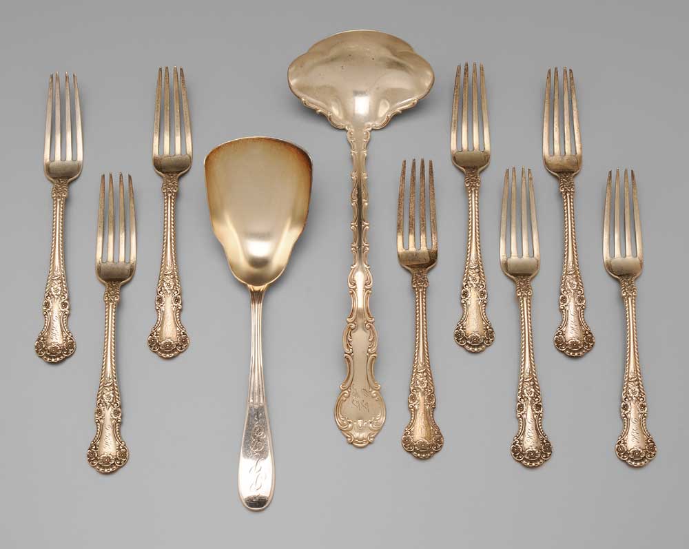 Appraisal: Ten Pieces Silver Flatware American th century Gorham Strasbourg sterling