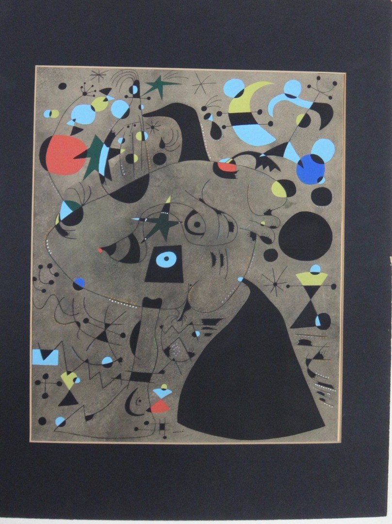 Appraisal: After Joan Miro - Femme dans le Nuit colour print