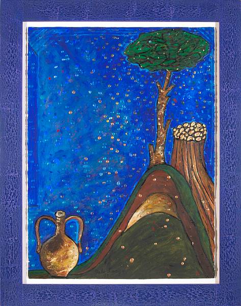 Appraisal: Italo Scanga Italian - Tree on a Mountain signed and