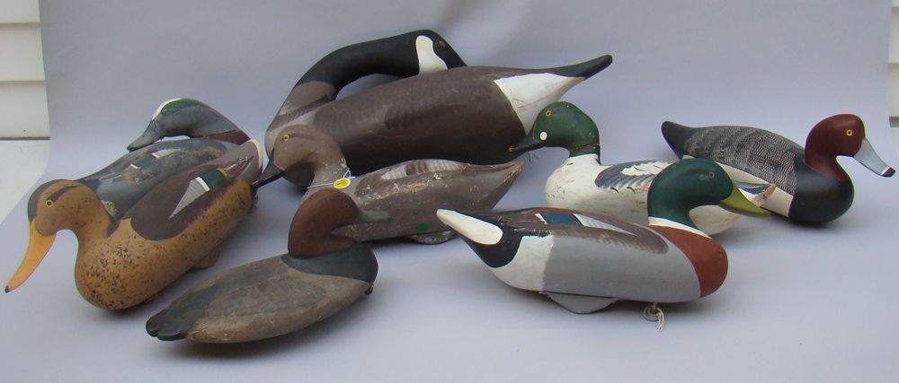 Appraisal: EIGHT CHESAPEAKE BAY AREA DECOYS Mostly by Capt Harry Jobes