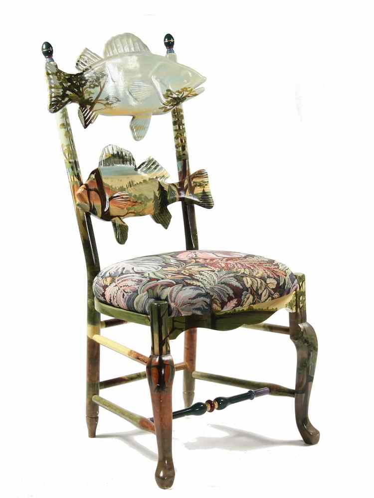 Appraisal: FOLK ART SIDE CHAIR - MacKenzie-Childs sculptural hand painted side