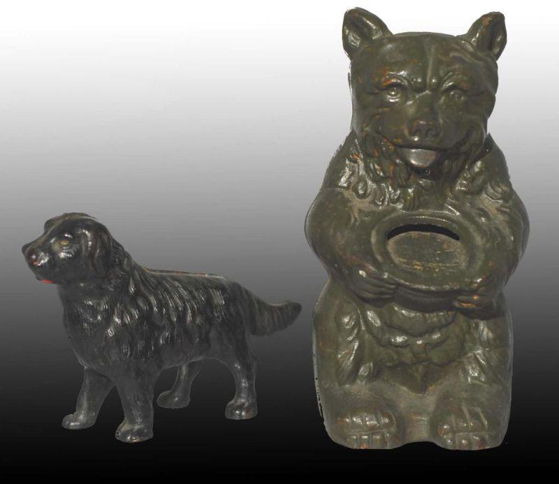 Appraisal: Lot of Cast Iron Still Banks Description Includes Honey Bear