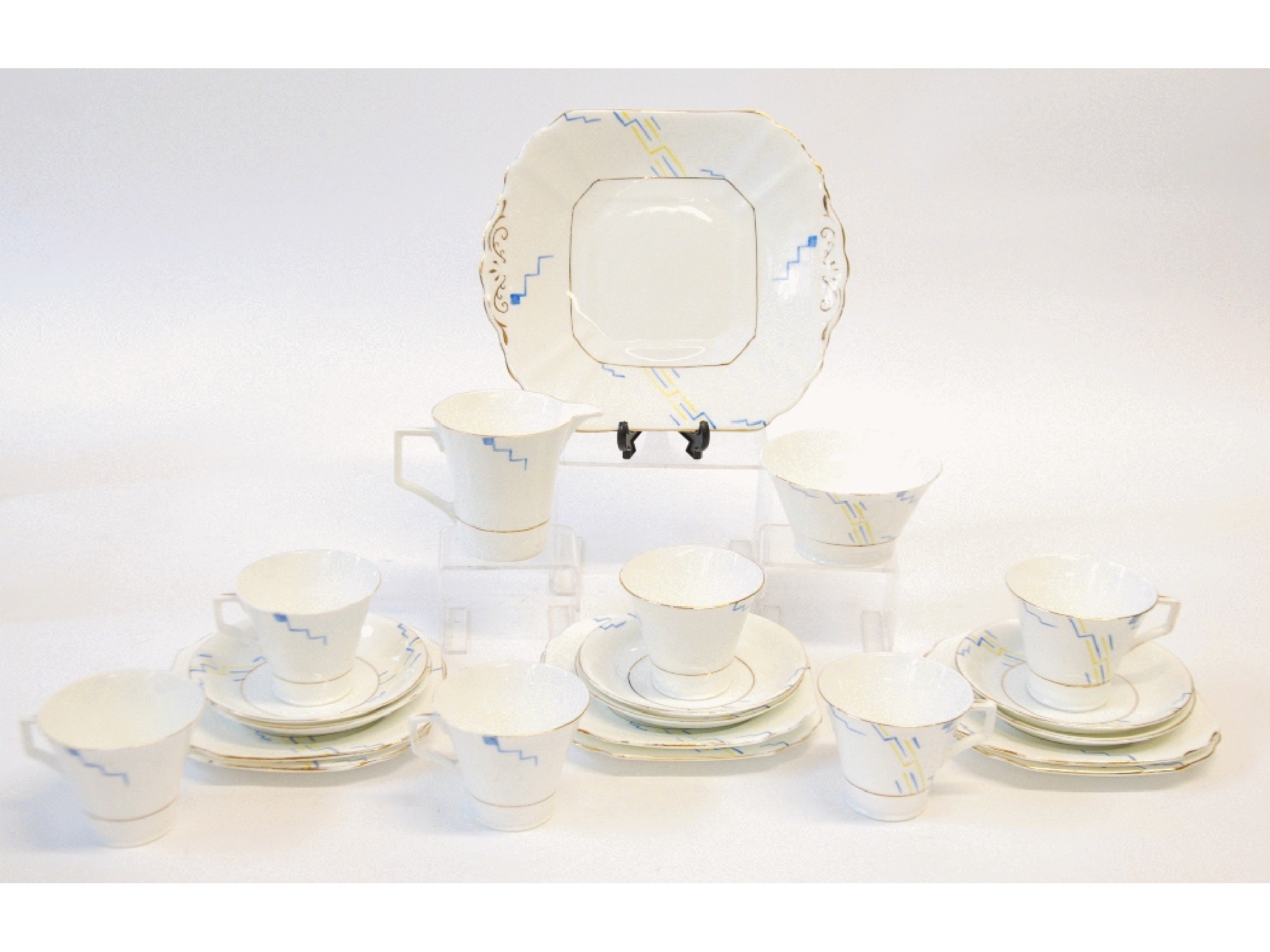 Appraisal: TWENTY ONE PIECE RADFORD CHINA ART DECO TEA SET FOR