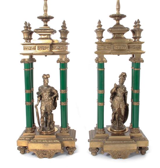 Appraisal: Pair French style figural table lamps metal and painted wood