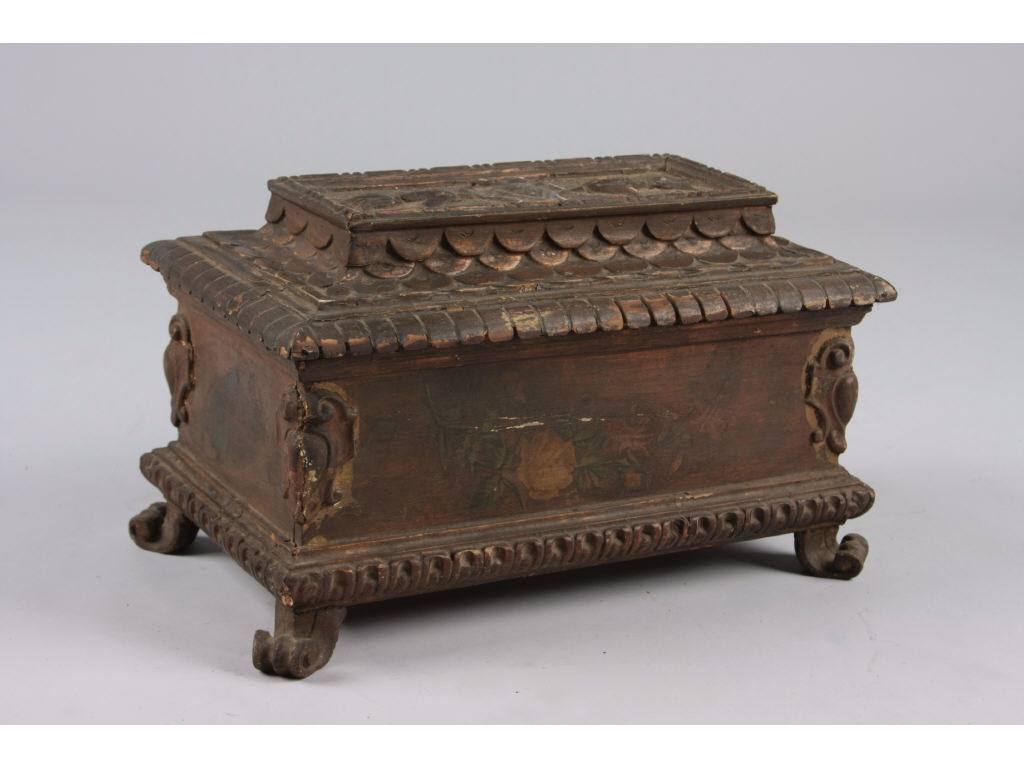 Appraisal: Victorian Jewelry Box th c of casket form composition and