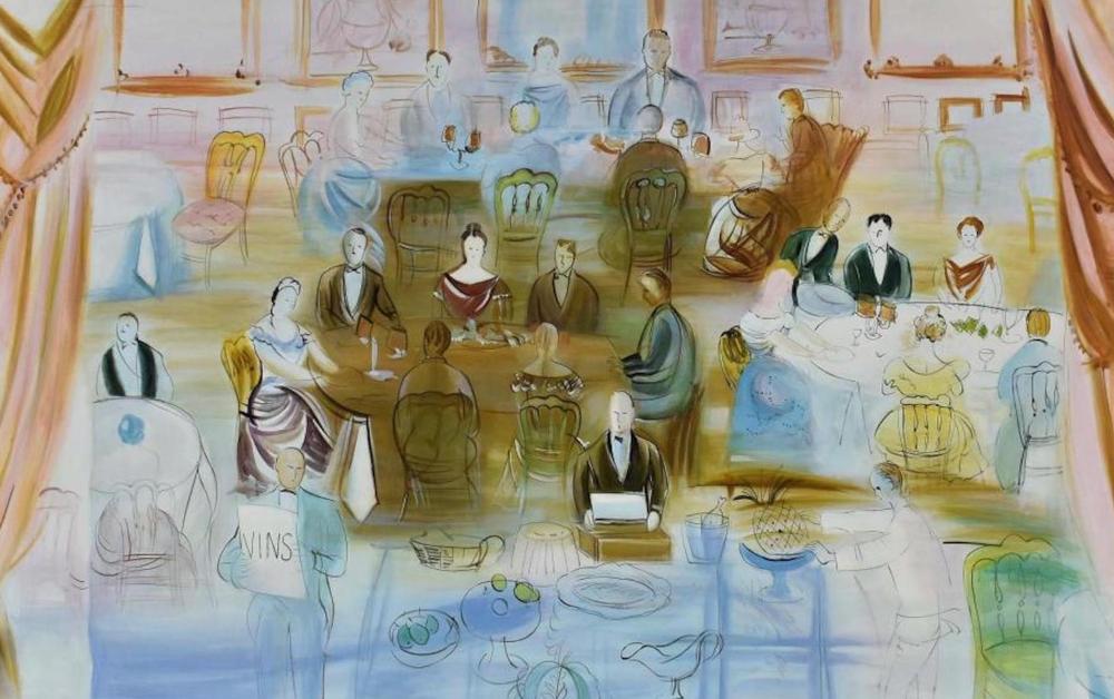 Appraisal: LARGE CONTEMPORARY PAINTING PARISAN CAFE SCENE TH CENTURYUnsigned Oil on