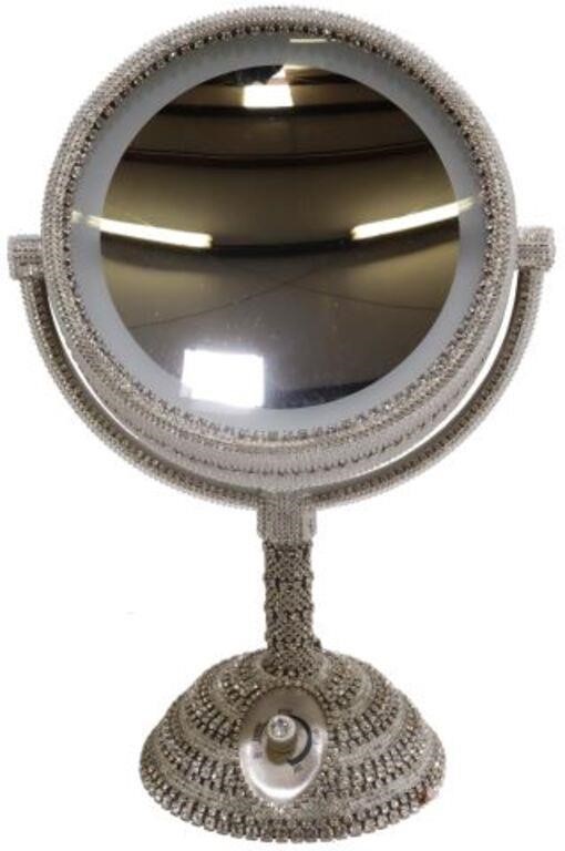 Appraisal: Crystal encrusted vanity cosmetic mirror B B Simon retailed by