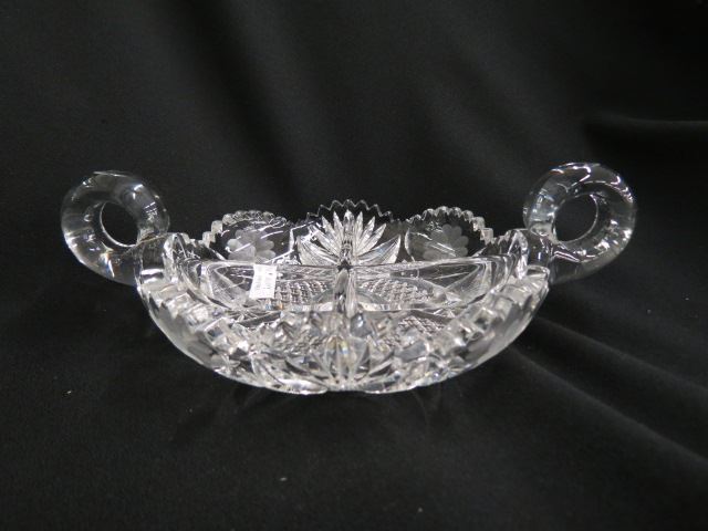 Appraisal: Cut Glass Divided Serving Dish double handled strawberry diamond panels