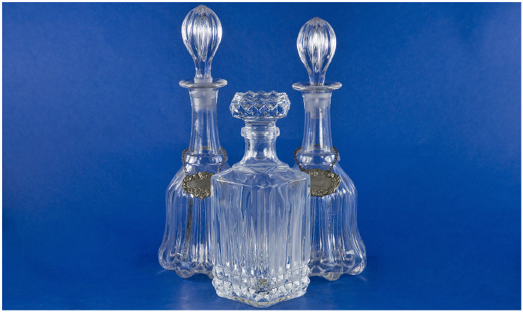 Appraisal: Pair of Edwardian Glass Decanters whisky and sherry plus one