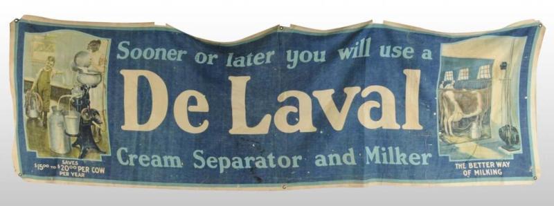 Appraisal: Large Canvas De Laval Banner Description White paint spots Minor