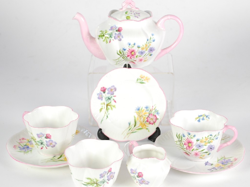 Appraisal: SHELLEY CHINA 'WILD FLOWERS' PATTERN TEA FOR TWO SET Dainty