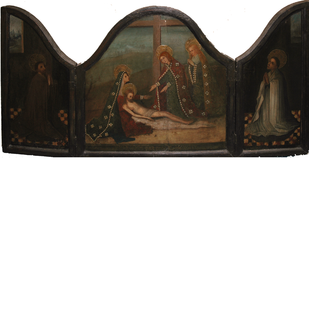 Appraisal: Spanish School th Century Triptych The Virgin Saint John and