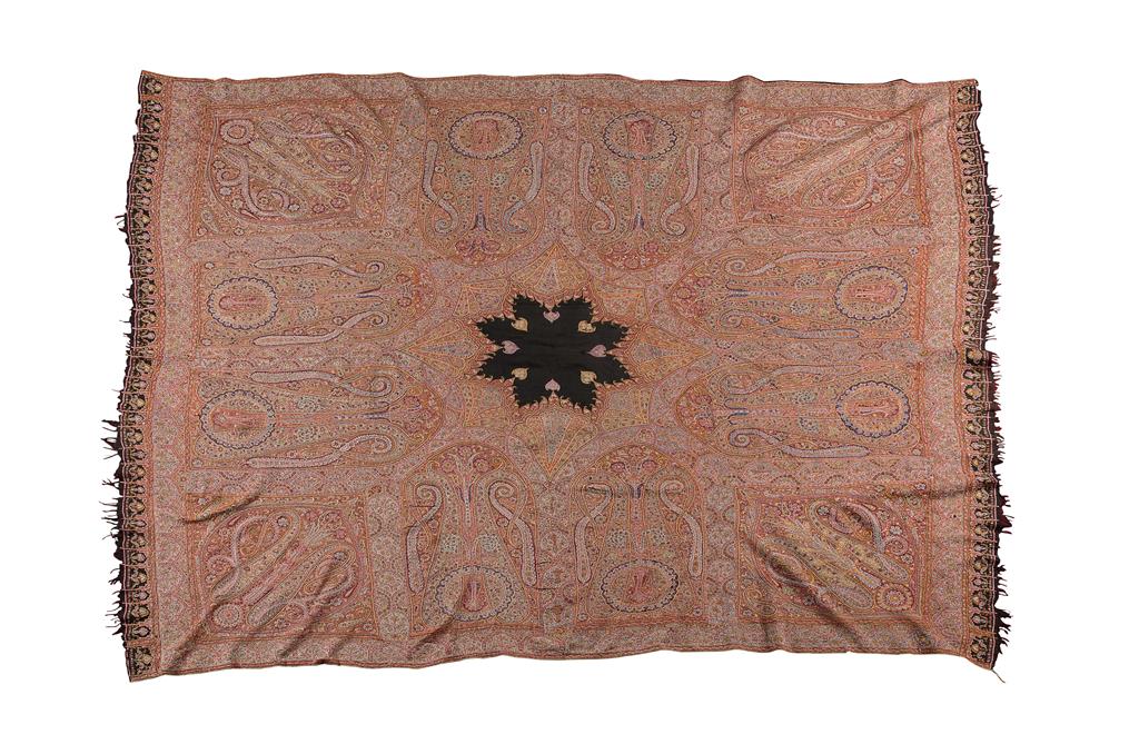 Appraisal: KASHMIRI WOOL SHAWL TH CENTURY handwoven and stitched in deep