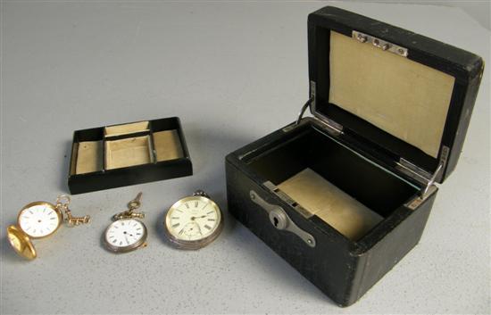 Appraisal: Silver cased pocket watch a gold coloured metal cased pocket