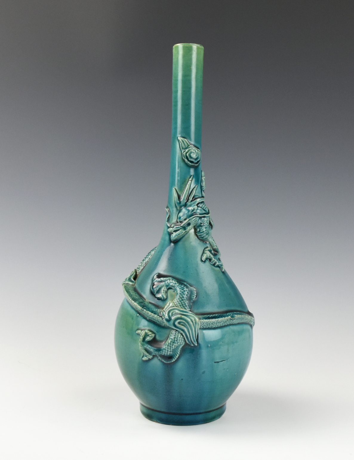 Appraisal: JAPANESE TURQUOISE GLAZED VASE TH C Japanese th C the