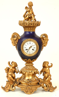 Appraisal: A SUBSTANTIAL FRENCH PORCELAIN AND GILT METAL MANTEL CLOCK