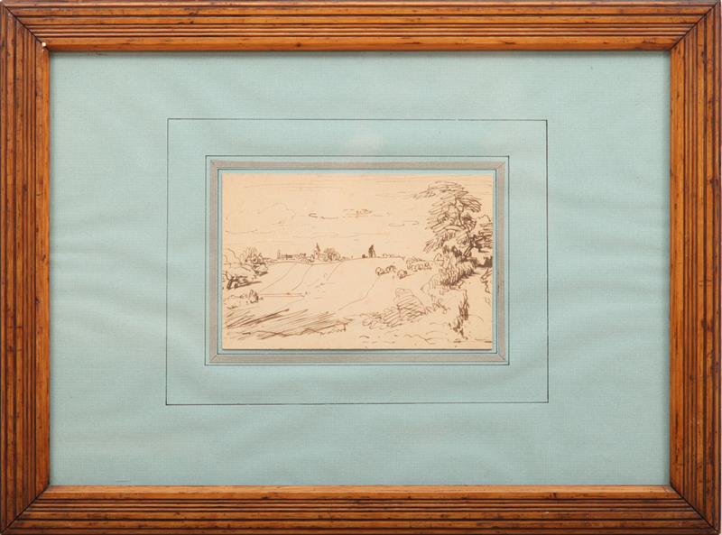 Appraisal: ATTRIBUTED TO TH ODORE ROUSSEAU - LANDSCAPE Sepia ink on