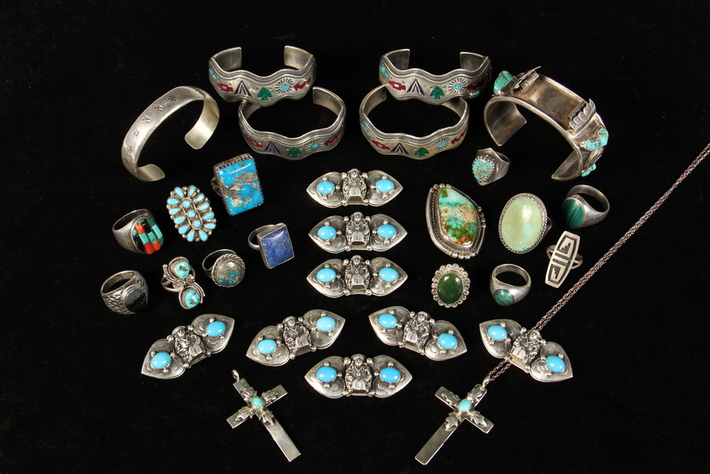 Appraisal: NATIVE AMERICAN JEWELRY - Collection of Pieces of Silver Native