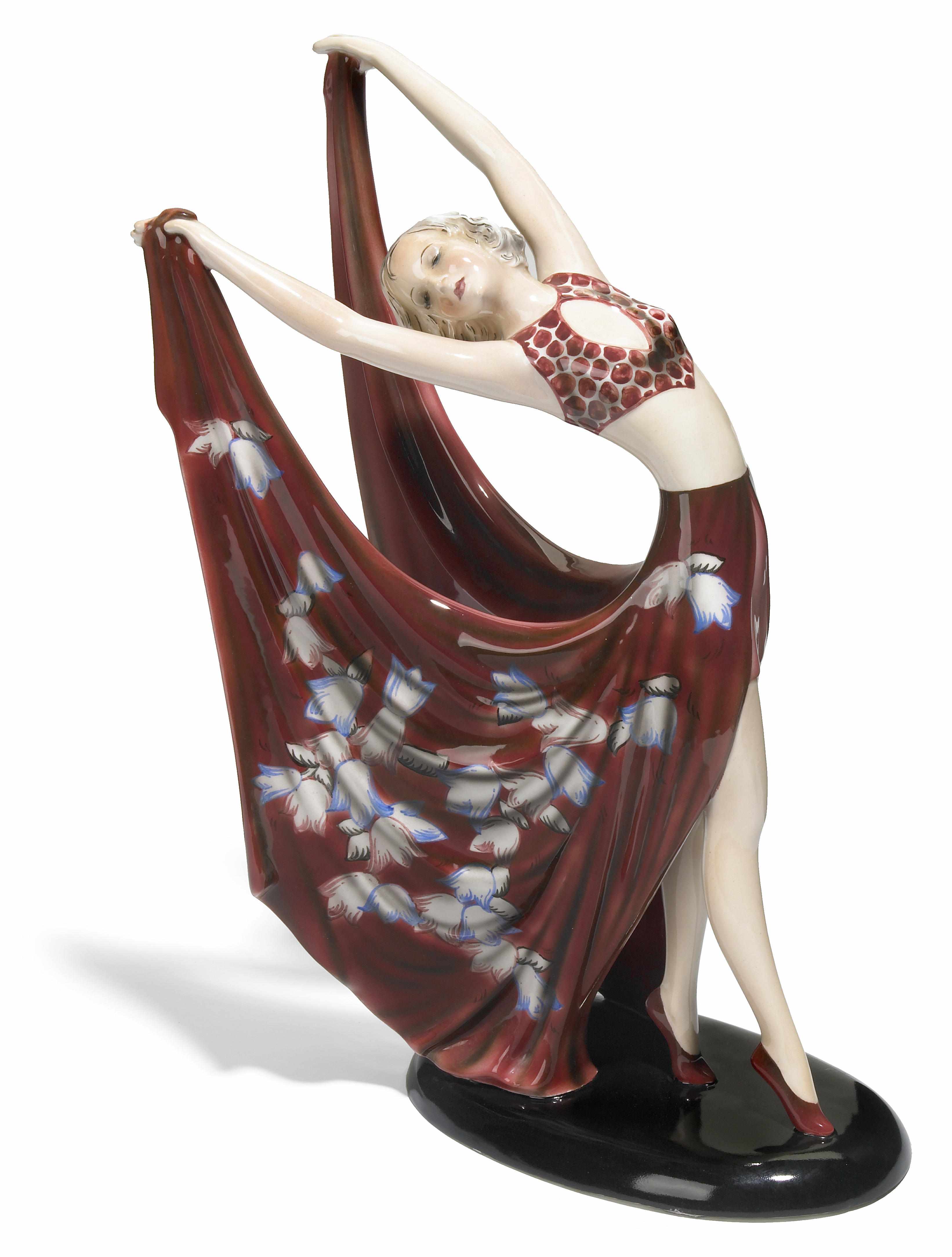 Appraisal: A Goldscheider glazed pottery figure of a dancer designed by