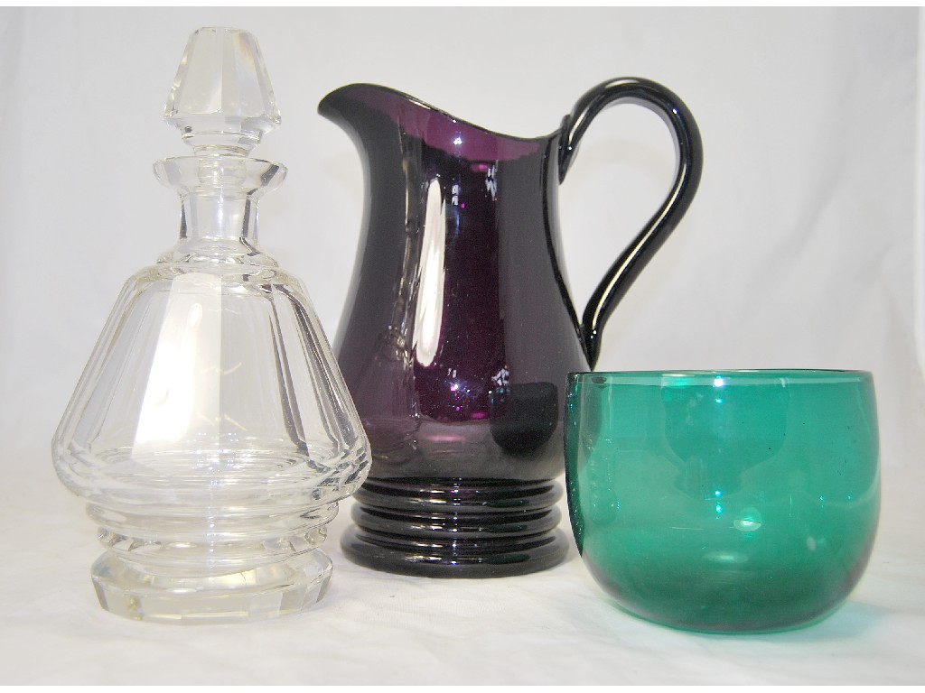 Appraisal: A Victorian amethyst glass vase three green glass ice-bowls and