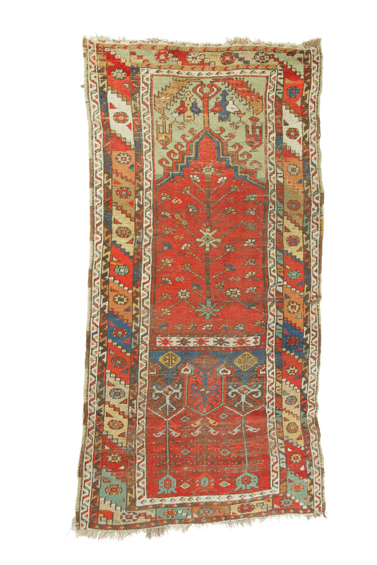 Appraisal: ORIENTAL RUG South Caucasian prayer with red ground and polychrome