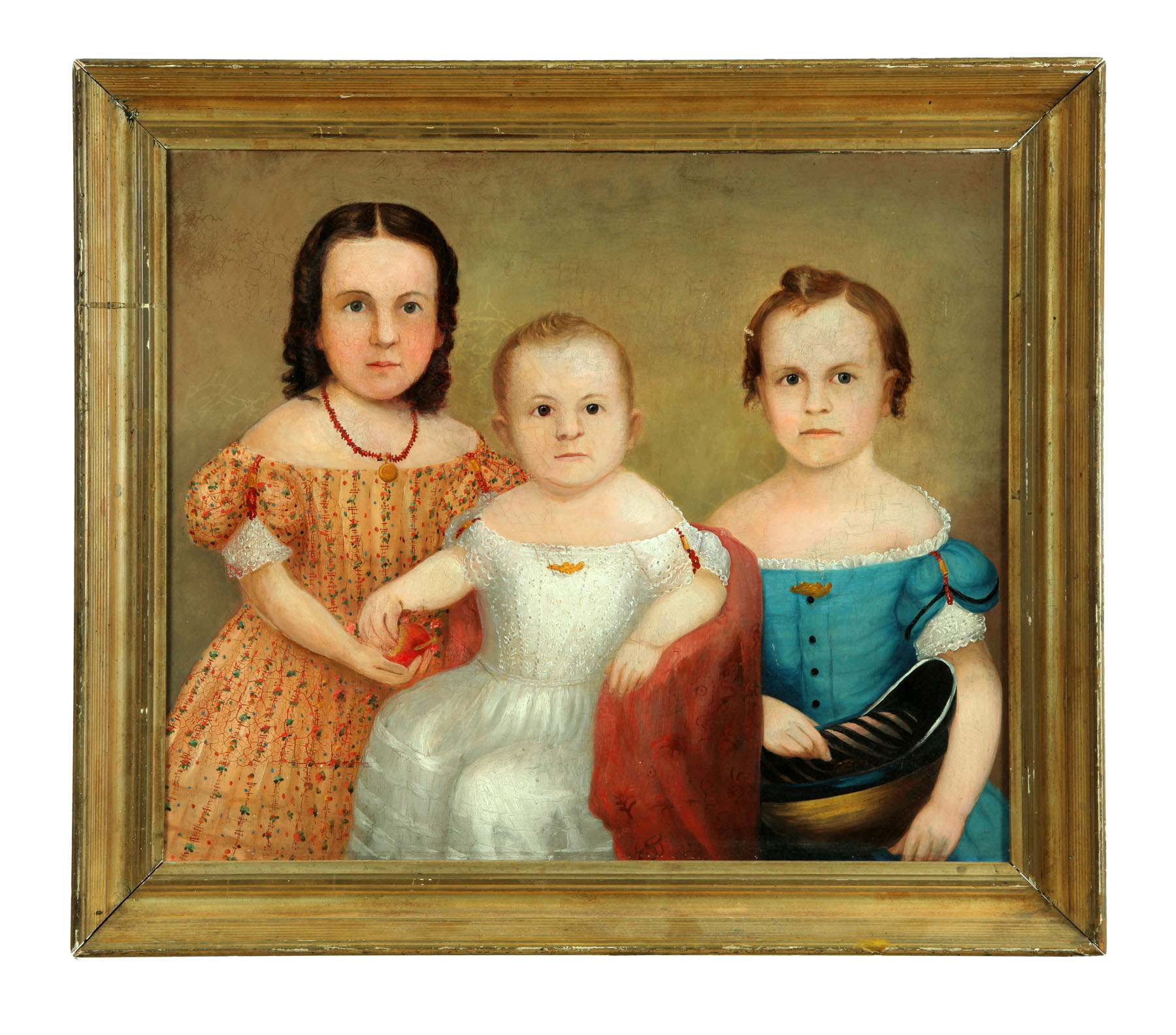 Appraisal: PORTRAIT OF THREE CHILDREN AMERICAN SCHOOL MID TH CENTURY Oil