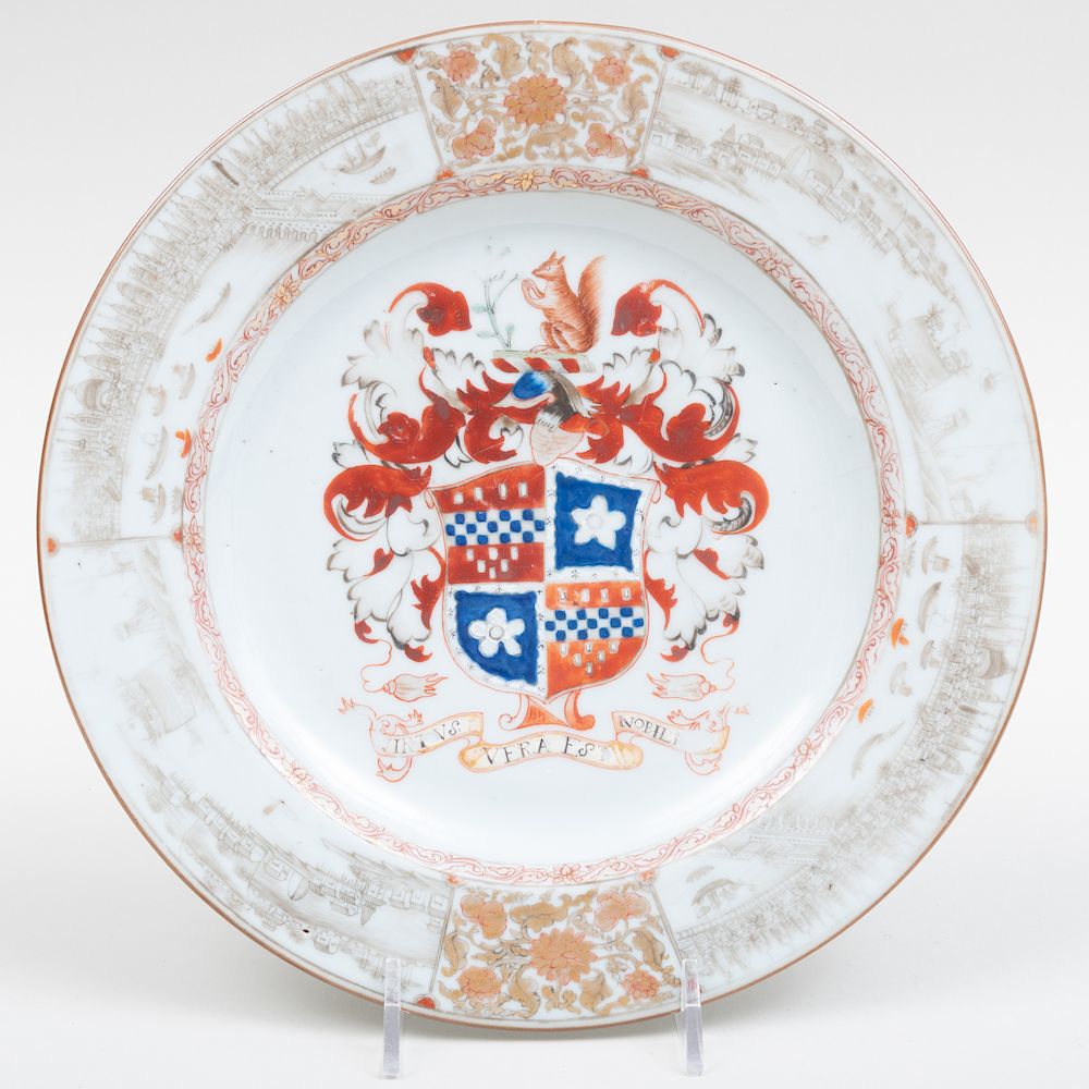 Appraisal: Chinese Export Porcelain Plate Decorated with Arms of Lee Quartering