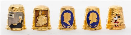 Appraisal: Sale Lot Five Gold Tone Collector Thimbles comprising a Lillian