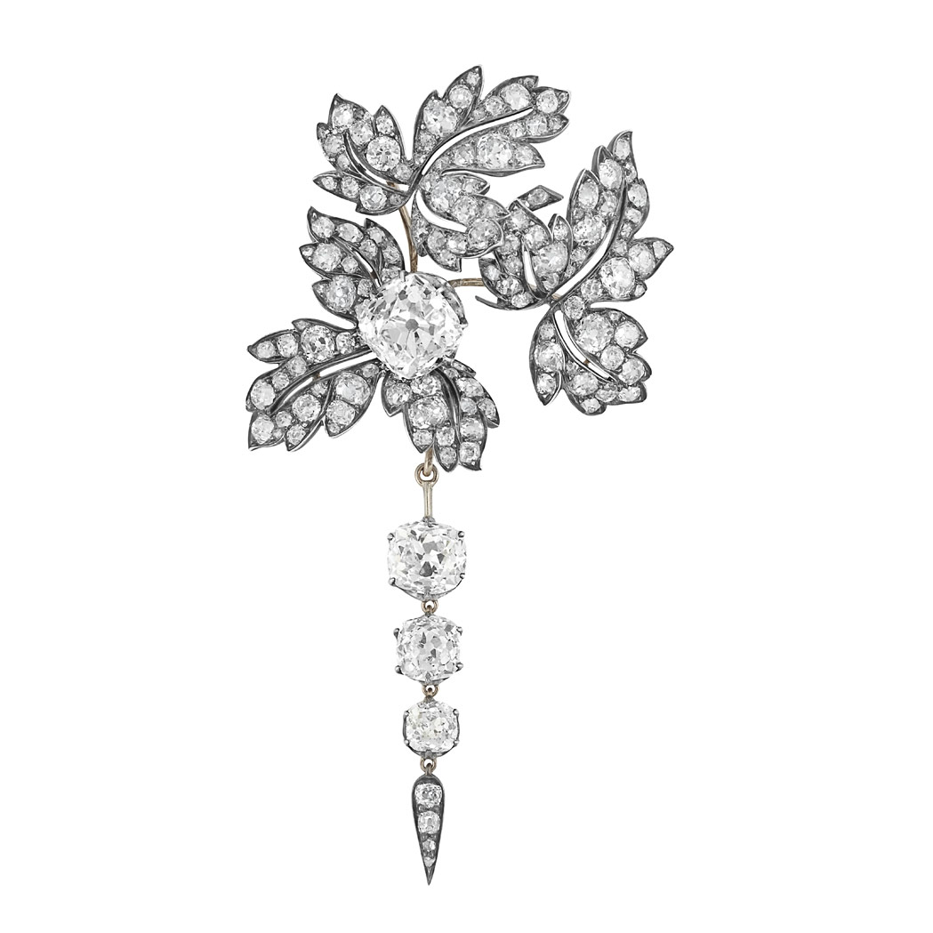 Appraisal: Antique Silver Gold and Diamond Currant 'en Pampille' Brooch The