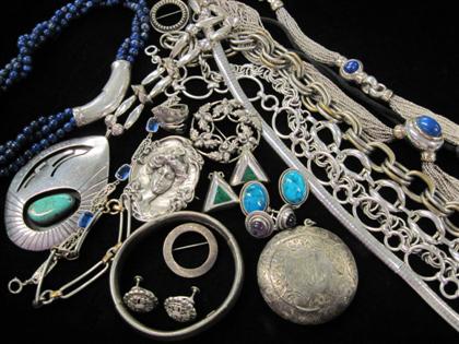 Appraisal: Group of sterling silver jewelryTwenty-five assorted pieces including necklaces earrings