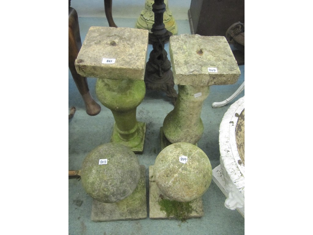 Appraisal: Pair of stoneware garden pedestals