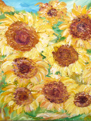 Appraisal: Alexis Alexia sic late th century- Sunflowers oil on canvas