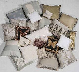 Appraisal: Twenty Seven Silk Linen Pillows assorted lot of silk linen