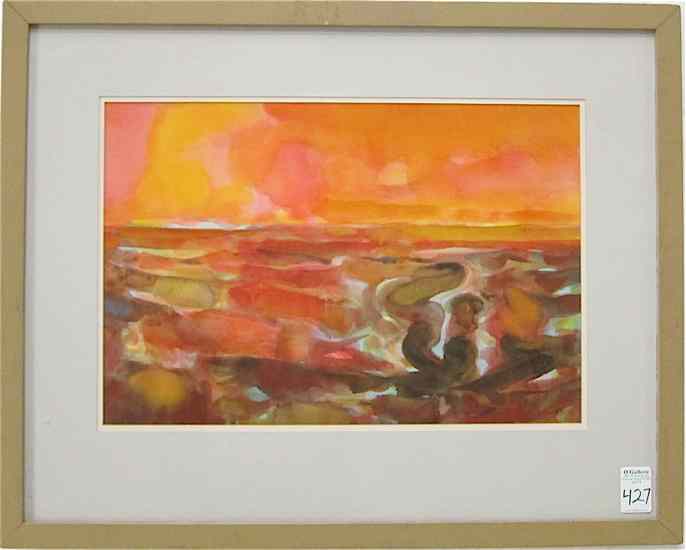 Appraisal: HENRY KOWERT WATERCOLOR ON PAPER Oregon - an expressionist sunset