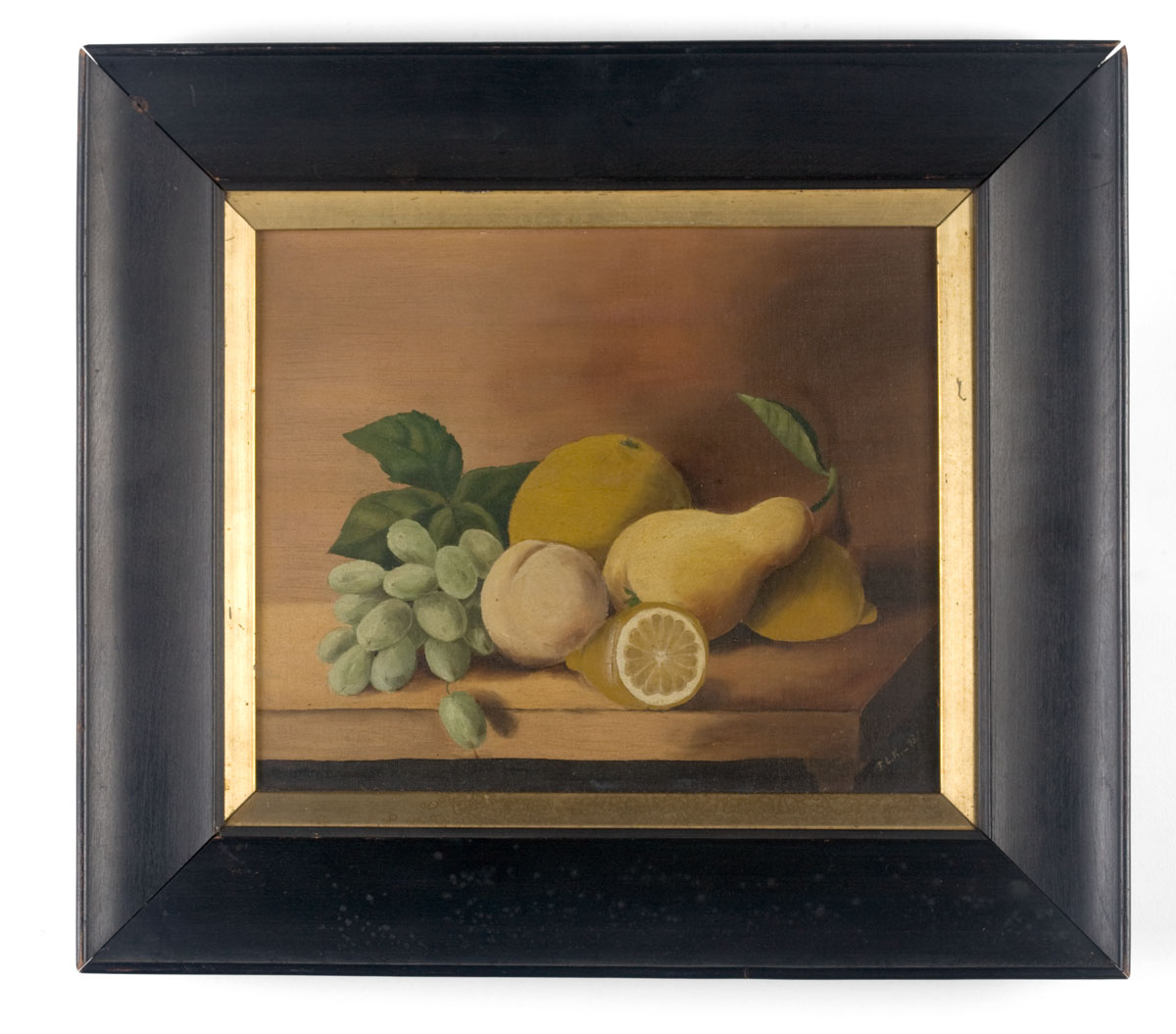 Appraisal: STILL-LIFE OF FRUIT ON A TABLETOP Oil on canvas x