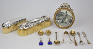 Appraisal: A small quantity of silver spoons a photograph frame and