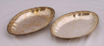 Appraisal: PAIR OF GEORGE III ARMORIAL SILVER OBLONG ENTR E DISHES