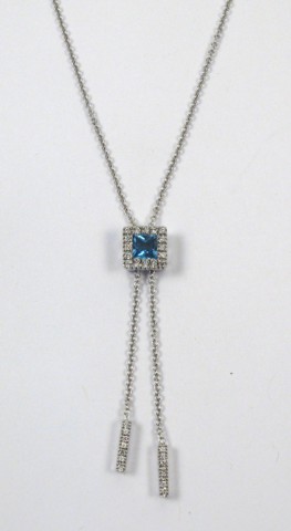 Appraisal: BLUE TOPAZ AND DIAMOND NECKLACE in length and set with