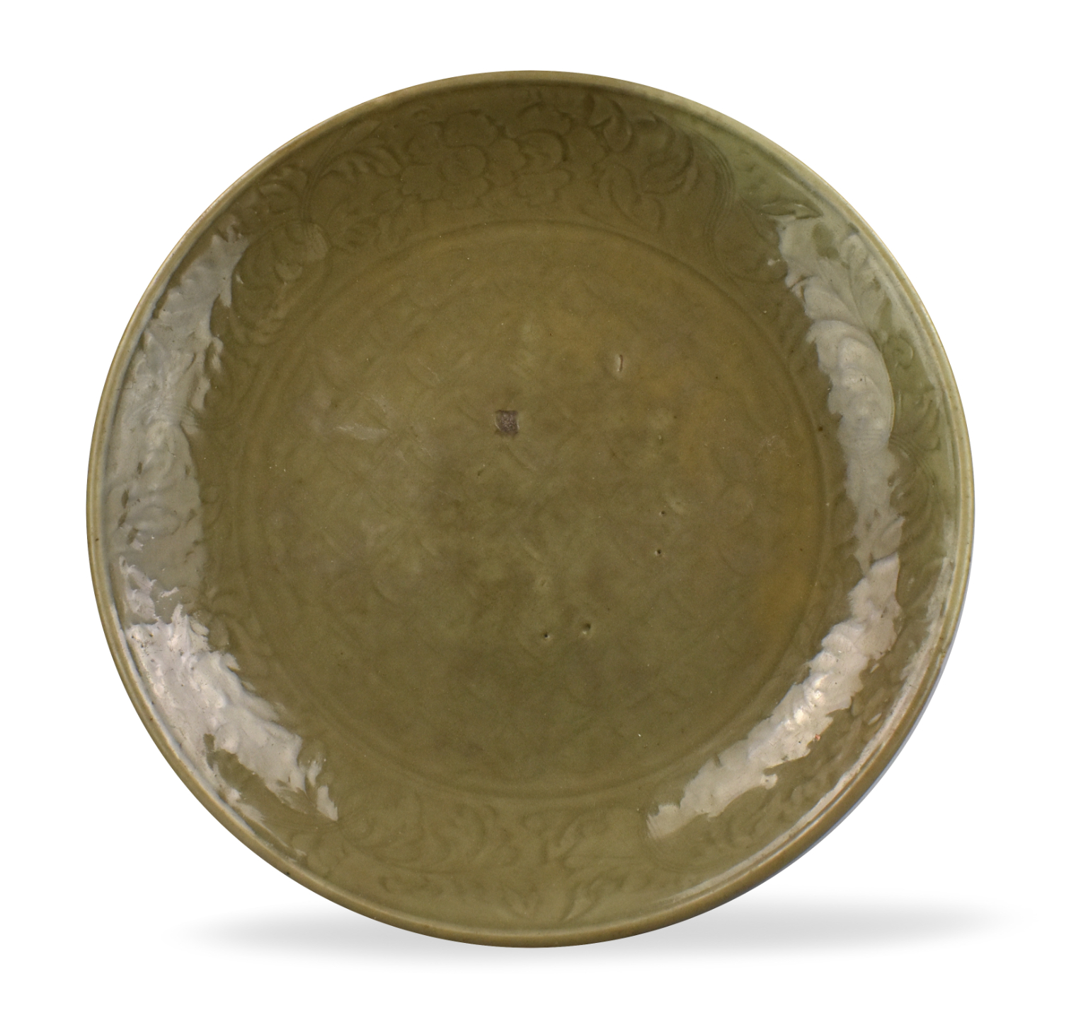 Appraisal: A massive Chinese Ming Dynasty Longquan celadon plate with the