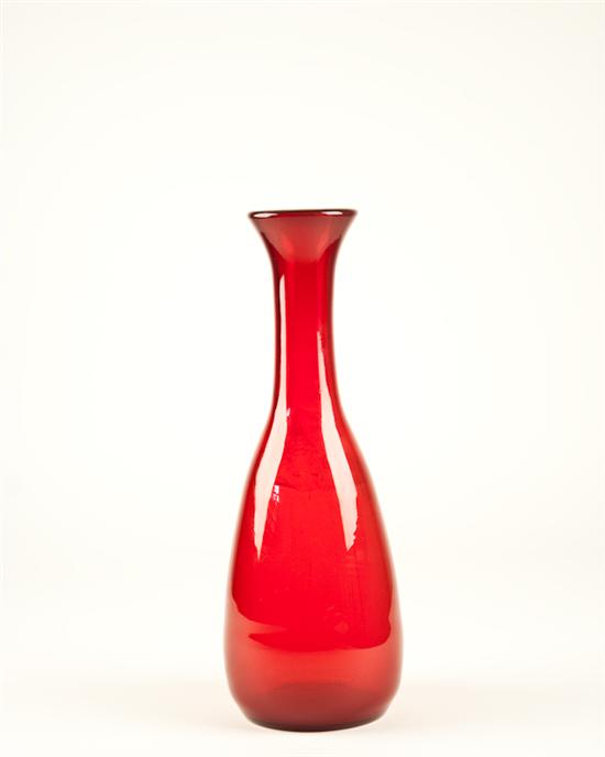 Appraisal: Blenko Large Red Floor Vase with Flared Top H