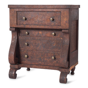 Appraisal: A Classical Veneered Walnut Diminutive Chest of Drawers Circa Height