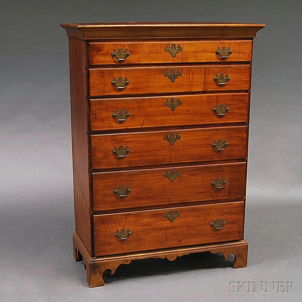 Appraisal: Chippendale Maple Tall Chest the case with molded cornice and