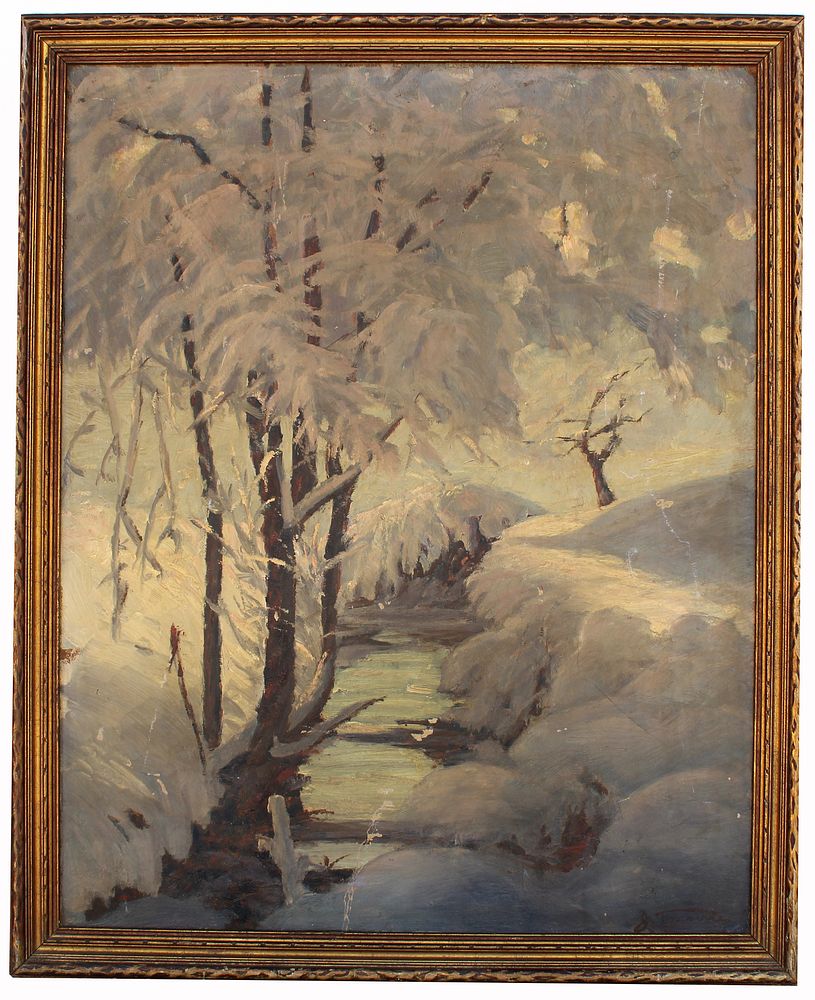 Appraisal: Signed American School Winter Landscape Painting Signed American School Painting